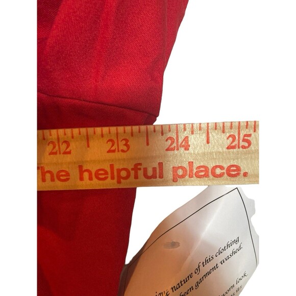 Koret Red Jean Blazer Jacket Womens Size Large Zipper Front Shoulder Pads - Picture 7 of 9